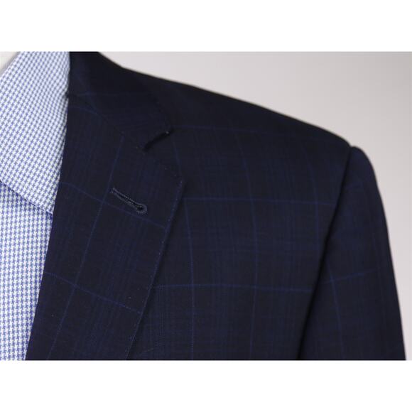 Indochino Custom Blazer Navy Blue Windowpane 2-Btn Wool Jacket 38S - Picture 4 of 10